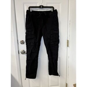 PacSun Men's Size Medium Black Canvas Drawstring Cargo Pocket Elastic Waist‎